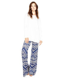 Michael Lauren Derby Wide Leg Pant in Blue Zig Zag - SWANK - Pants - 1