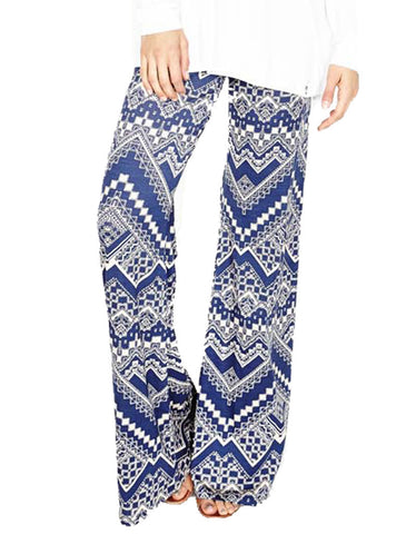 Michael Lauren Derby Wide Leg Pant in Blue Zig Zag