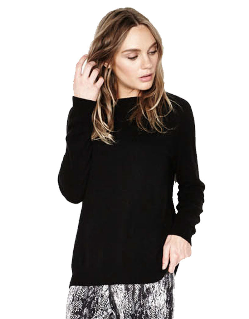 Michael Lauren Poppy Cashmere Sweater in Black - SWANK - Tops - 1