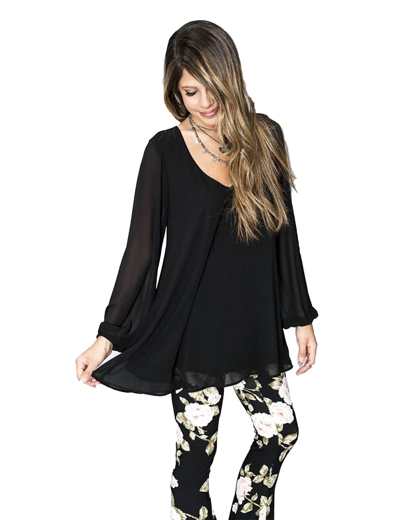 Show Me Your MuMu Donna Michelle Tunic in Black Chiffon - SWANK - Tops - 2