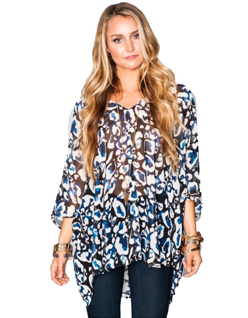 Show Me Your MuMu Shook Tunic in Cheetah Azul - SWANK - Tops - 1