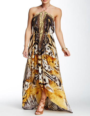 Shahida Parides Sarina Long V-Neck Maxi Dress in Yellow