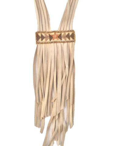 Fiona Paxton Tammy Beaded Statement Leather Fringe Necklace in Gold