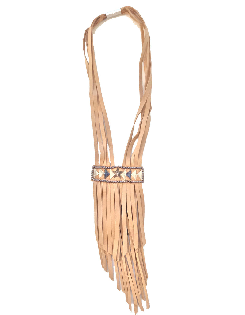 Fiona Paxton Tammy Beaded Statement Leather Fringe Necklace in Oxidized - SWANK - Jewelry - 1