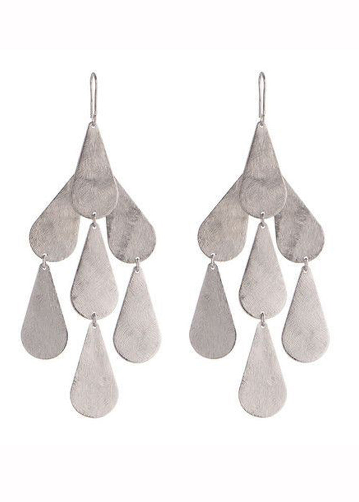Tear Chandelier Earrings in Rhodium Silver - SWANK - Jewelry - 1