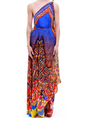 Shahida Parides Heritage 3-Way Style Long Dress in Blue