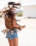 Show Me Your Mumu Wander Fringe Top in Foxy Brown Faux Suede - SWANK - Tops - 2